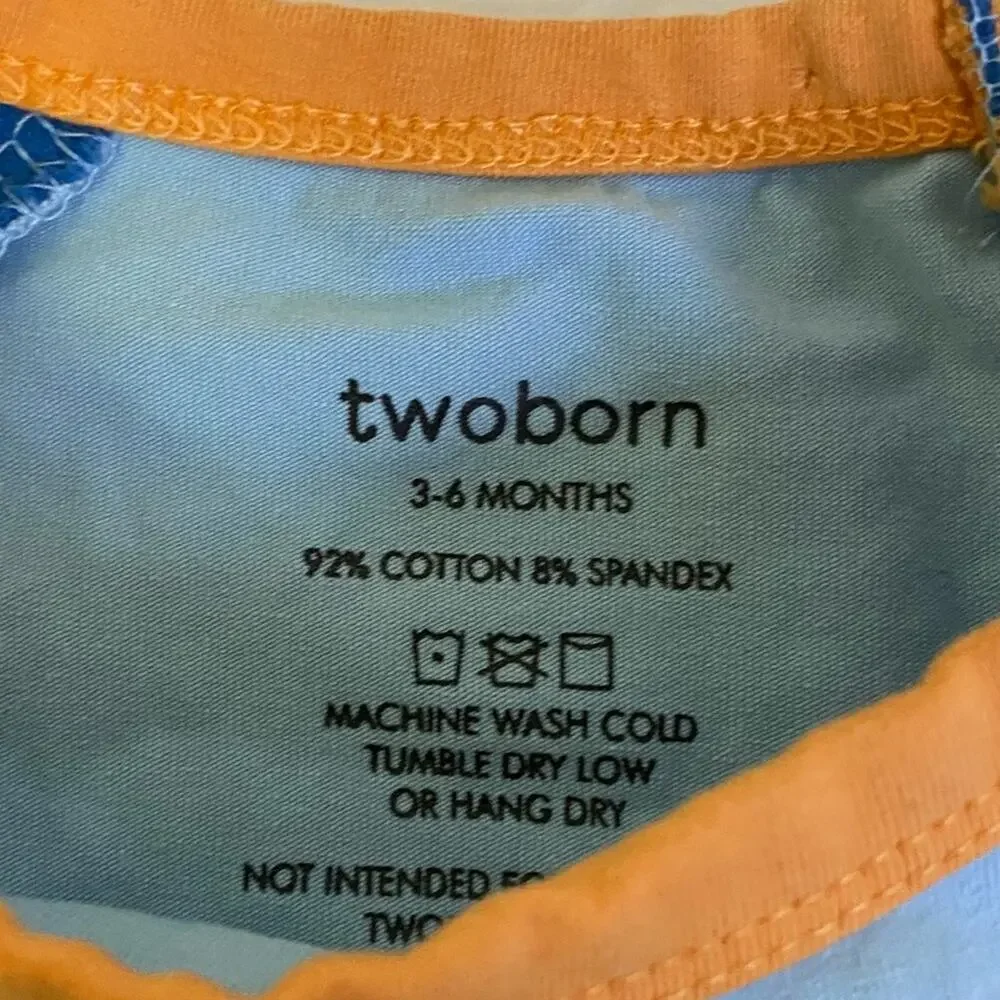Two Born Later Gator Twin Baby One Piece Bodysuit Set Size 3-6 Months